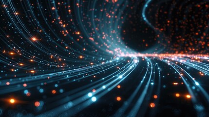 Obraz premium Glowing lines in a dark void