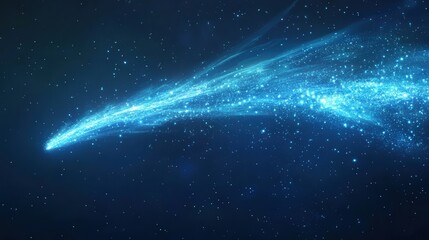 glowing comet streaking across the night sky, leaving a luminous tail behind