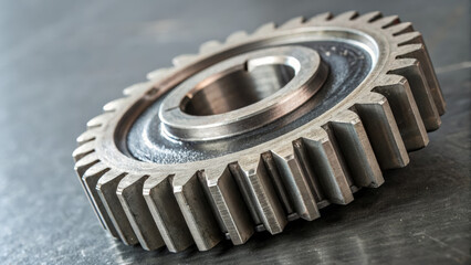 Obraz premium Metal gear with teeth, industrial machinery component, close up view