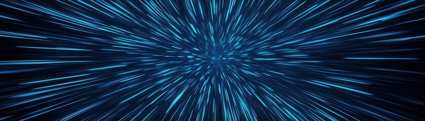 A mesmerizing visual of blue light streaks radiating outward, creating an illusion of speed and depth in a digital space.