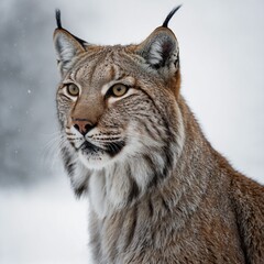 Fototapeta premium A majestic lynx standing proudly on a pure white background.