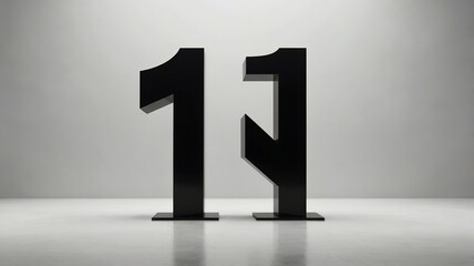 Bold Black Number Eleven Stands Out Against the Light Gray Background in Three Dimensional Render