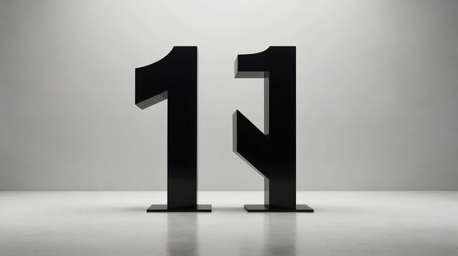 Bold Black Number Eleven Stands Out Against the Light Gray Background in Three Dimensional Render