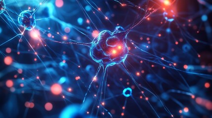 Obraz premium Glowing AI Neurons Dynamic Artificial Intelligence 3
