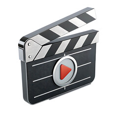 3d clapper board icon movie recording rendering