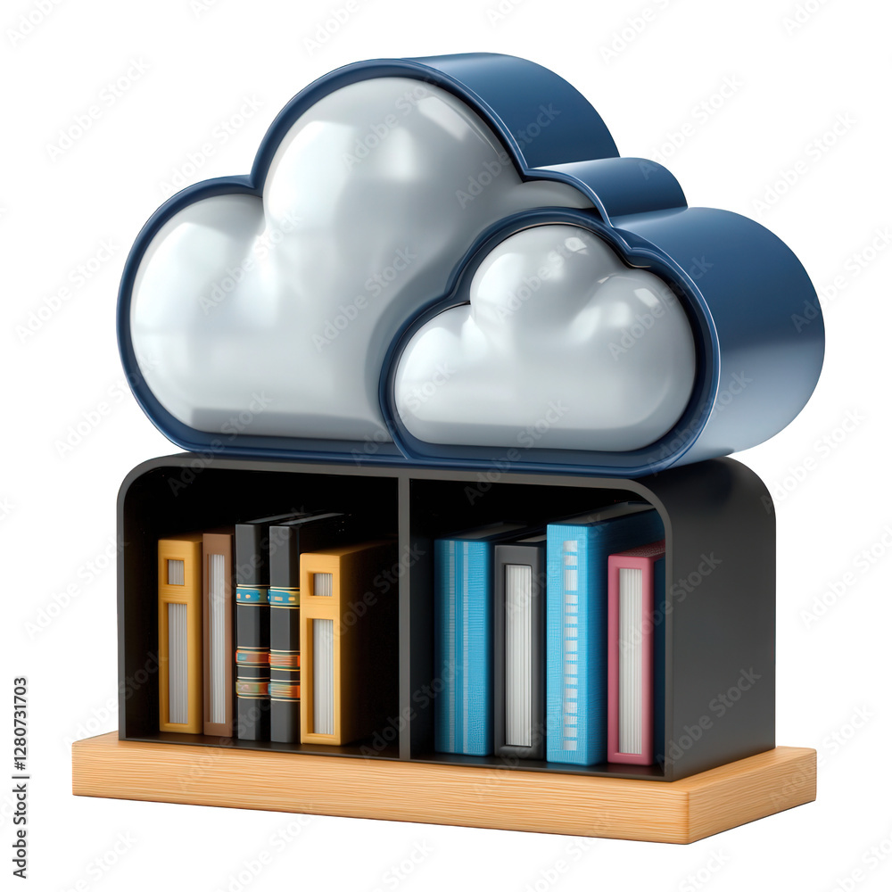 Poster files stored in folders, concept of cloud data storage