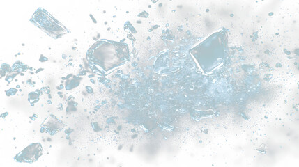 a bunch of ice cubes falling into the air