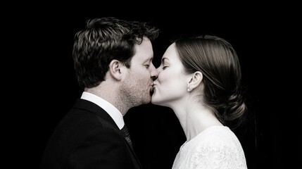 Romantic Couple Kissing Close Up