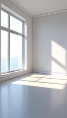 Fototapeta premium Natural Light Illuminating an Empty Room: A Serene and Minimalist Scene.