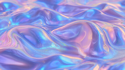 Fototapeta premium Iridescent fabric waves undulating in soft pastel colors, creating a dreamy and surreal background