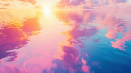 Calm water surface with soft ripples, reflecting the sky, daytime lighting
