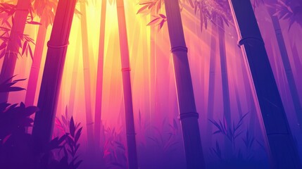 Obraz premium Bamboo forest with soft light filtering through tall stalks