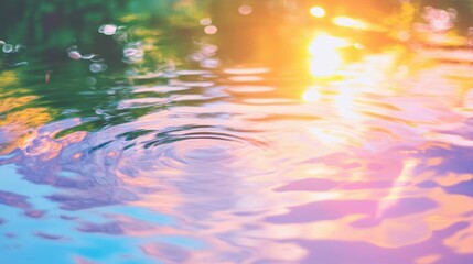 Calm water surface with soft ripples, reflecting the sky, daytime lighting