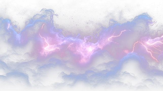 a purple cloud with lightnings in the sky