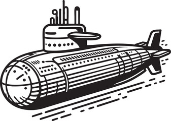  Vector Outline Illustration of a Submarine