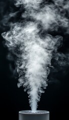 Humidifier vapor, dark background, wellness