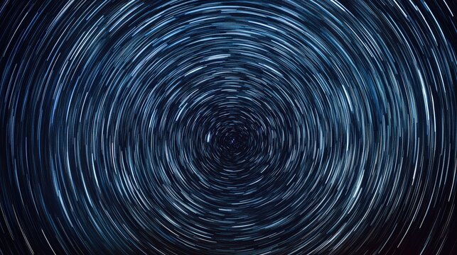 astrophotography shot, revealing the hypnotic circular trails of stars rotating around the celestial pole.