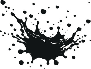 Minimal Water Splash Silhouette On Isolated White Background