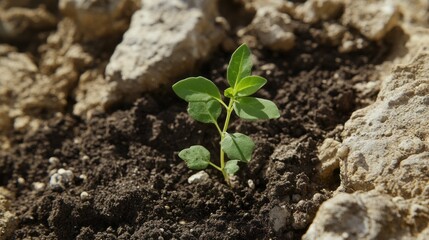 Sprouting Seedling New Plant Growth in Rich Soil