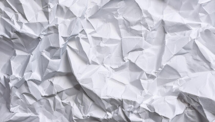White crumbled paper texture background. Natural crinkles and creases. Abstract design. Close-up.