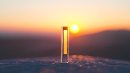 Sleek Microchip Silhouette Against a Tranquil Sunset Horizon 