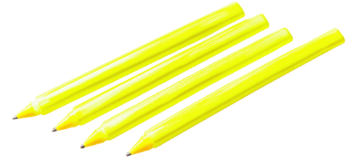 Bright yellow marking pens organized neatly on a surface ready for creative use
