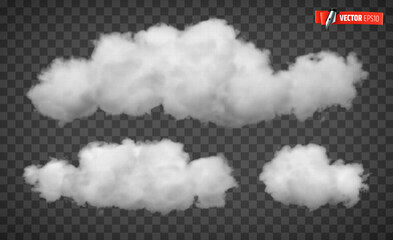 Vector realistic illustration of clouds on a transparent background.