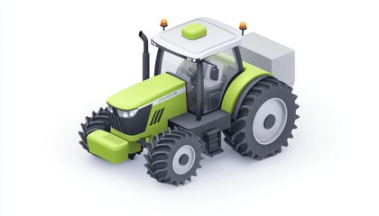 Obraz premium A modern, green tractor with large tires, designed for agricultural tasks, showcasing a sleek, functional design.