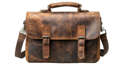 Timeless elegance of a handcrafted leather messenger bag showcasing rustic charm