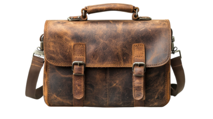 Timeless elegance of a handcrafted leather messenger bag showcasing rustic charm