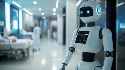 robotic nurse that provides 24/7 care in hospitals, equipped with AI to monitor patient vitals and provide assistance with mobility and daily tasks