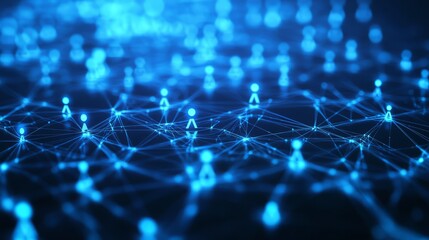 Obraz premium Glowing Blue Social Network Connections Futuristic Tech