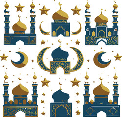 Ramadan Icons Vector Illustration 