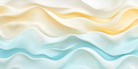 Obraz premium A seamless silky smooth abstract wave background with softly blurred pastel peach fuzz, chambray blue, and sunshine yellow transitions.