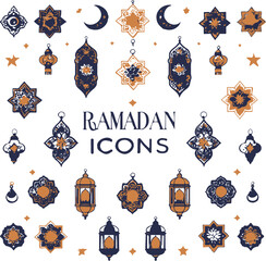 Ramadan Icons Vector Illustration 