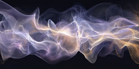 Fototapeta premium A non-seamless gentle abstract wave design, with softly glowing lilac and chambray blue light trails, forming a weightless, dreamy effect.
