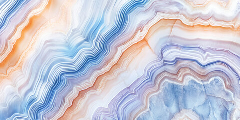 A seamless textured abstract design inspired by polished agate stones, blending peach fuzz, chambray blue, and lilac hues.