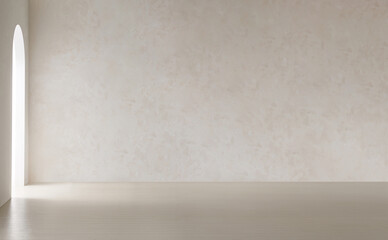Empty room interior space background mock-up empty, sunlight, and shadows room walls, room with sunlight and wooden blank parquet floor.