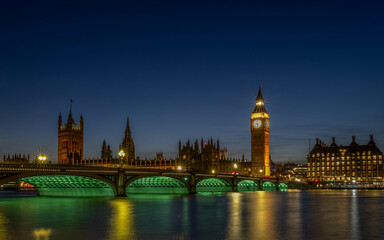 Big Ben and Westminster Bridge at night