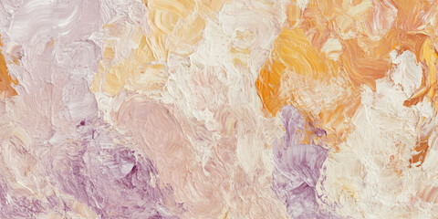 Fototapeta premium A seamless textured oil paint background in pastel peach fuzz, lilac, and burnt orange, inspired by modern abstract art.