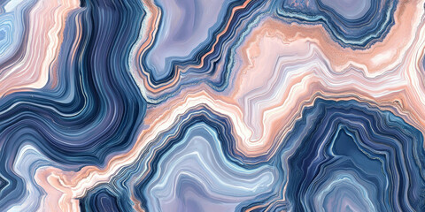 A seamless textured abstract design inspired by polished agate stones, blending peach fuzz, chambray blue, and lilac hues.