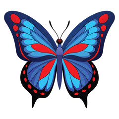 Beautiful Blue And Red Butterfly Illustration Butterfly on white background.