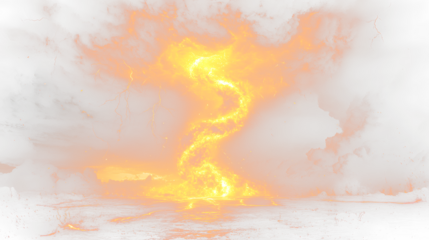 a large explosion of fire and lightning