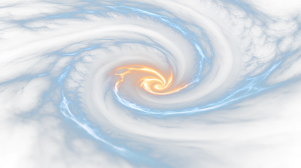 a spiral of blue and orange in the middle of a black background