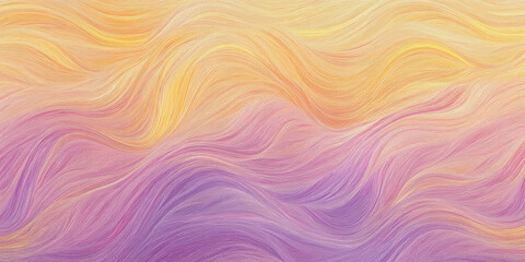 Obraz premium A non-seamless vibrant holographic texture with fluid waves of lilac, sunshine yellow, and peach fuzz, reflecting light in a prismatic glow.