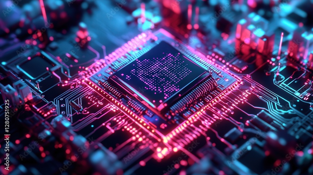 Poster nanotech-enhanced microchip, reducing size while exponentially increasing processing power.