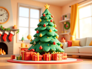 Christmas Christmas tree celebration winter holiday festival new year 3D illustration