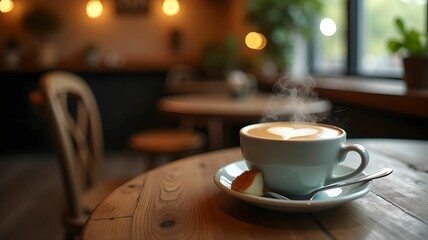 Fototapeta premium Warm Latte with Heart Design