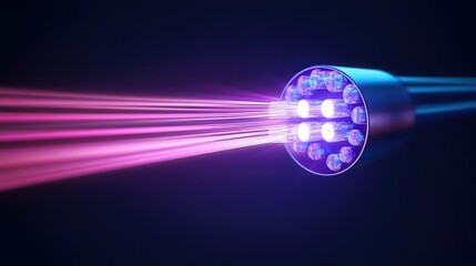visual diagram showing how refraction is utilized in creating fiber optic cables, demonstrating how light bounces within the cable