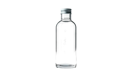 Clear glass bottle sits elegantly on a plain background, showcasing simplicity and purity